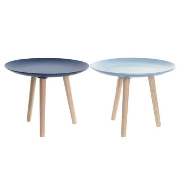 Table d'appoint Méditerranée Bleu - Bleu Ciel - Marron MDF - Table auxiliaire - Pin 44 cm