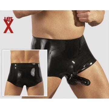 Slip Boxer - lateX - Latex Noir - Gaine intégrée - Taille M - Pour Homme