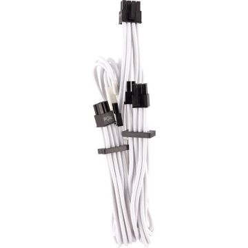 Câble PCIe - CORSAIR - Premium Individually Sleeved - 2 connecteurs - Type 4 - Blanc
