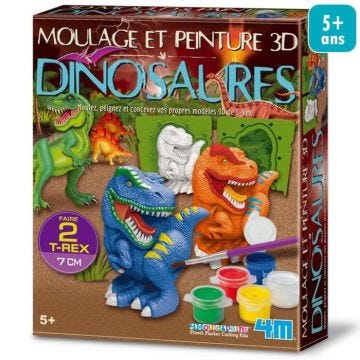 Kit DIY moulage - 4M - Dinosaure - 2 dinosaures de 7 cm - Peinture incluse