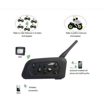 2 PCS EJEAS V6-1200 MOTO（Cyclisme/Alpinisme/Aventure/Ski） Casque Bluetooth Interphone 1200M Étanche Double Appel 6 Riders Intercom