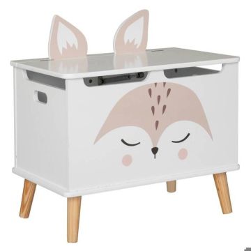 Coffre enfant "Renard" - bois et pin - blanc - 53x54 -5 cm - Blanc - Atmosphera createur d'interieur