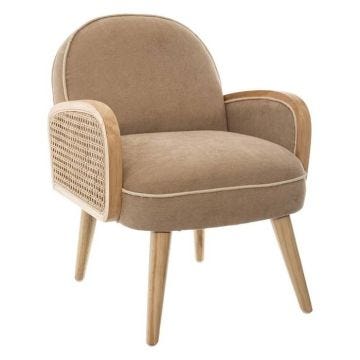 Fauteuil enfant - cannage & velours - Taupe - Atmosphera createur d'interieur