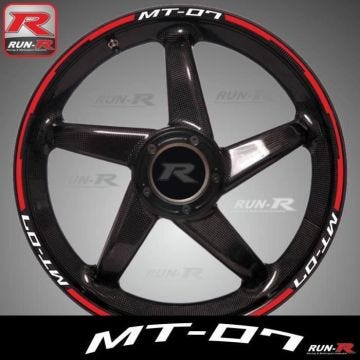 Stickers de jantes Yamaha MT-07 blanc/rouge - pack complet pour 2 roues