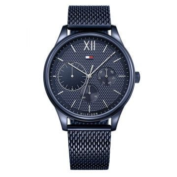montre tommy hilfiger 1791421 - montre multifonctions acier bleu homme