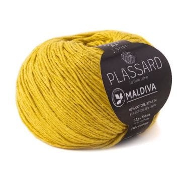 Fil crochet et tricot - PLASSARD - Maldiva - Moutarde 43 - Coton et Lin - Aiguille n°3