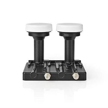 Nedis - LNB Universel - Twin-Monoblock - 6.0 - Réduit Le Rapport Signal/Bruit - Nombre de Bruit 0,2-0,85 DB - 4 Types de signaux