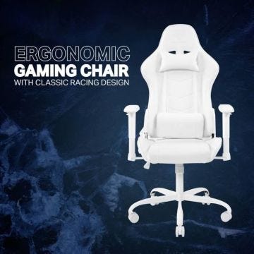 Fauteuil de gaming - DELTACO GAMING - GAM-096-W - Réglable en hauteur - Accoudoirs - Blanc