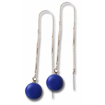 Boucles d'oreille Chaine pendante Bleu satiné - Ceraselle