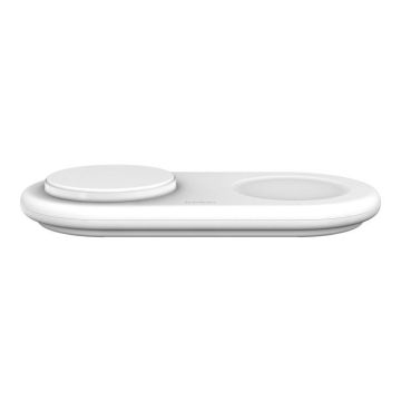 Plot de charge sans fil - Belkin - BoostCharge Pro 2-in-1 - Magnétique - Blanc - 15 Watts