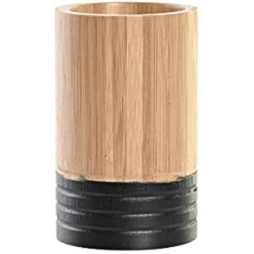 Support pour brosses à dents - DKD Home Decor - Bambou - 7 x 7 x 11 cm - Couleur noire