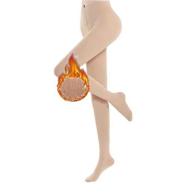 Femmes Nude Jambes Polaire Chaud Extensible Collant en Molleton Résistant Bas Beige Leggings Taille Haute Imperméable(S-M)