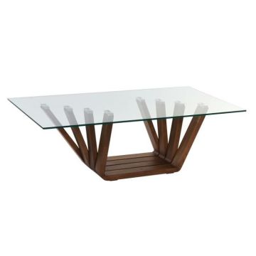 table basse moderne verre noyer 130 cm