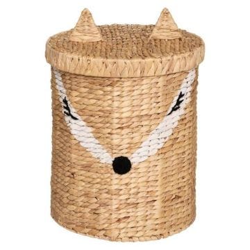 Bac à jouet "Renard" - jacinthe d'eau tressée H50 cm - Beige - Atmosphera createur d'interieur