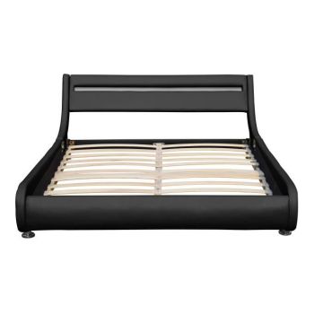 Lit ava pour matelas 180x200 - Sommier Tte de Lit eclairage LED Incurve Couleur NOIR Pieds en 5 cm pour matela