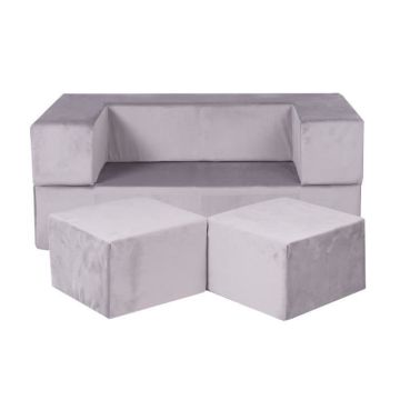 Canapé enfant standard, MeowBaby®, gris, velours 50x40x96 cm