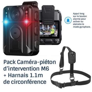 Pack Caméra piéton d'intervention GPS professionnel HD 2160P 128Go IR détection visage, force de l'ordre + Ceinture Caméra