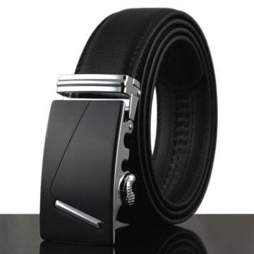 Luxe Homme Ceinture en Cuir Métal de Boucle Qualité Business Officiel Noir