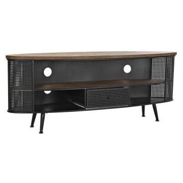 Meuble TV Style Loft Sapin Métal - Blanc - 150 cm