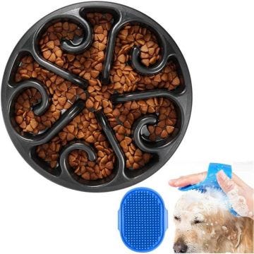 Wuciray Gamelle Anti Glouton Chien avec Brosse bain pour Animaux Alimentation Saine Gamelle d'alimentation Lente25