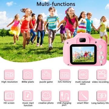 Appareil Photo Enfant + mode photo, mode video, mode photoshoot, filtre noir et blanc-A163