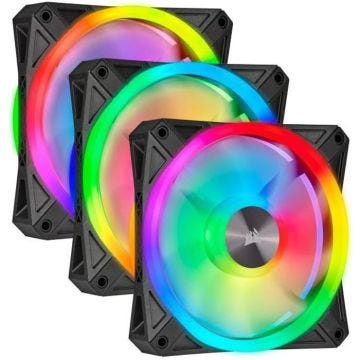 CORSAIR Ventilateur iCUE QL120 RGB - Diamètre 120mm - Fan Kit RGB + Lighting Node CORE (CO-9050098-WW)