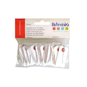 Mini étiquettes blanches avec fil métallique 2 x 4 cm