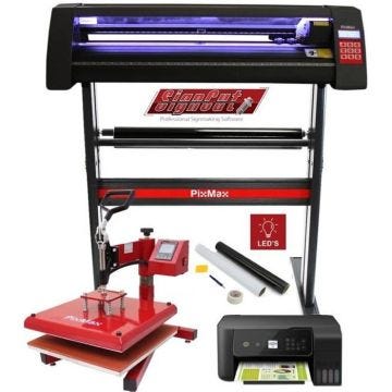 Plotter de Découpe Vinyle LED, Presse à Chaud Swing 38cm, Imprimante, Kit de Découpe Impression par Sublimation Transfert Kit de Dém