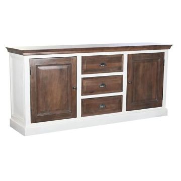 buffet blanc brun foncé bois de manguier (180 x 46 x 83 cm)