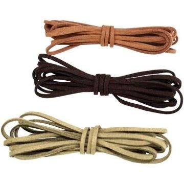 Lacets plats suédine marron clair foncé taupe 3 mm x 2 m - MegaCrea