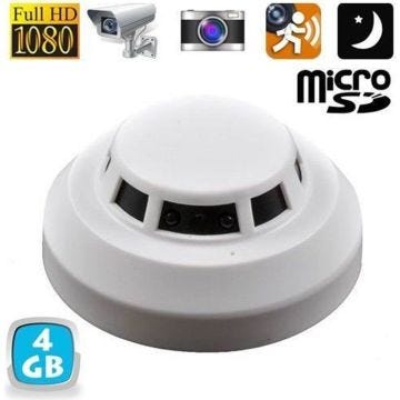 Détecteur de Fumée Caméra Espion 1080P Capteur Agitation Espionnage IR 4 Go WiFi Plastique YONIS