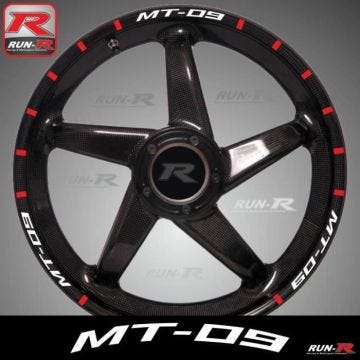 Stickers de jantes Yamaha MT-09 blanc/rouge - pack complet pour 2 roues