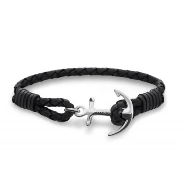 Bracelet - Tom Hope - Jet Black - Cuir Italien - Unisexe - 4mm d'épaisseur