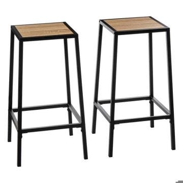 5five - lot de 2 tabourets bar effet chêne naturel "aliaj"