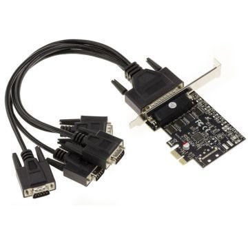 Carte  PCI Express PCIe Série RS232 4 Ports sur pieuvre. Chipset ASIX MOSCHIP 99100 compatible WINDOWS 95, 98SE, Me, NT, 2000, XP,