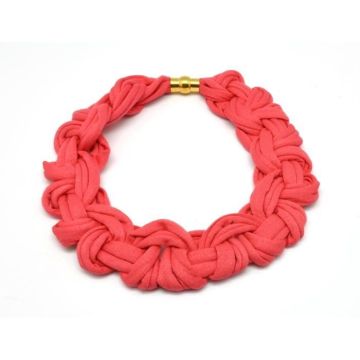 Collier à noeud en Tissu Corail - The cocotte Rose