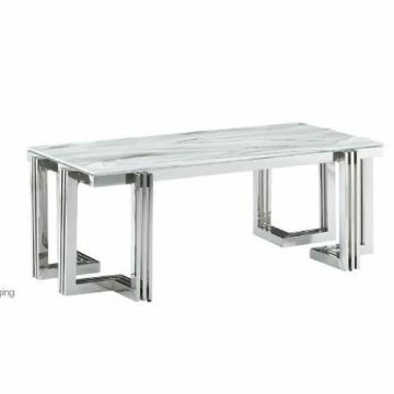 table de salle à manger verre acier (180 x 90 x 76 cm)