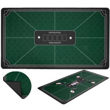 Tapis de poker vert - Surface de jeu antidérapante 140 cm x 80 cm - Epaisseur: 3mm - Imprimée - polyester et caoutchouc