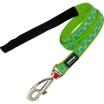 Laisse Design pour chien - Red Dingo - Vert étoiles bleues - Nylon - Multi-positions - 1,1 - 1,8 m