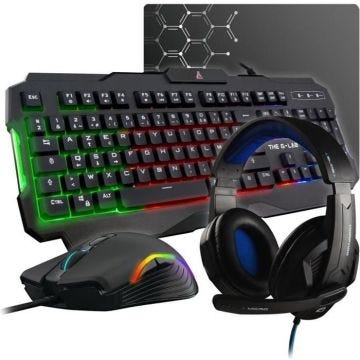 THE G-LAB COMBO ARGON E Gaming Clavier FR Rétroéclairé Performance + Souris Revêtement Soft-Touch + Casque KORP 150 + Tapis