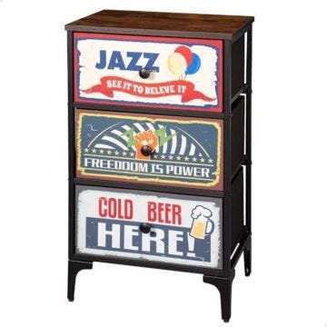 Commode - AKTIVE - Vintage - 3 Tiroirs - 45x30x77 cm - Métal et MDF