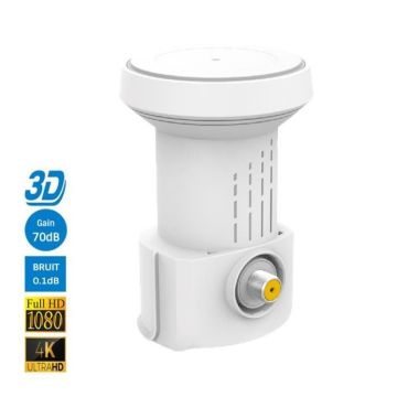 LNB SINGLE HIGH GAIN 70 DB - FACT.BRUIT 0,1DB FULL HD 4K TNTSAT ASTRA FRANSAT