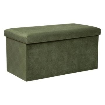 Pouf pliant double "Lilou" en velours 76x38cm vert kaki - Vert kaki - Atmosphera createur d'interieur