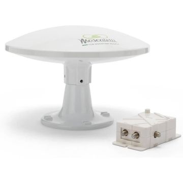 Antenne Omnidirectionnelle Terrestre TNT HD DVB-T-T2 Dab – 12-24-220 V – Kit Complet avec Câbles et Puissant Amplificateur.[Q107]