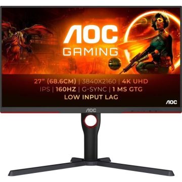 Écran PC - AOC - U27G3X - 27" UHD 4K - Dalle IPS - 160Hz - 1ms - Ajustable en hauteur - 2 HDMI 2 DP - Adaptive Sync - Noir