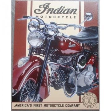 plaque moto indian bordeau affiche pub garage tole usa