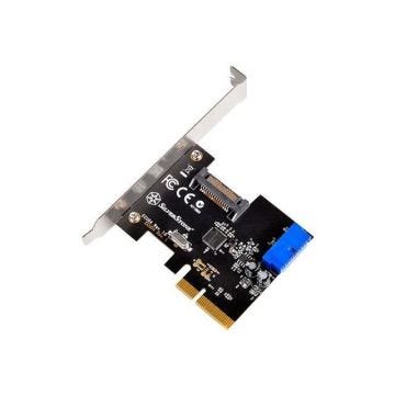 SilverStone SST-ECU04-E - SuperSpeed 1x USB 3.1 Carte PCI-E Express interne Gen 2.0 2x, 10 Gbps, support profile bas, puces ReDri...