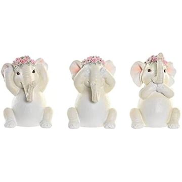 Figurine décorative - DKD HOME DECOR - Standard - Résine - Blanc et Rose - 36,5 x 47 x 27,5 cm
