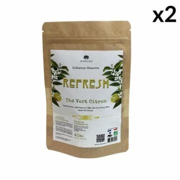 Lot de 2 Infusions Thé Vert au Citron, CBD Bio "REFRESH" MIND CBD, Chanvre (25%), 2 x 40g