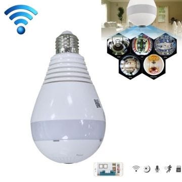Ampoule Caméra Espion HD 1.3Mp 360° Voix Bidirectionnelle IP Wifi Vision Infrarouge +SD 4Go +SD 64Go YONIS